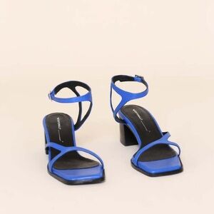 Intentionally Blank Cobalt Blue Block Heel “Fan” Sandals